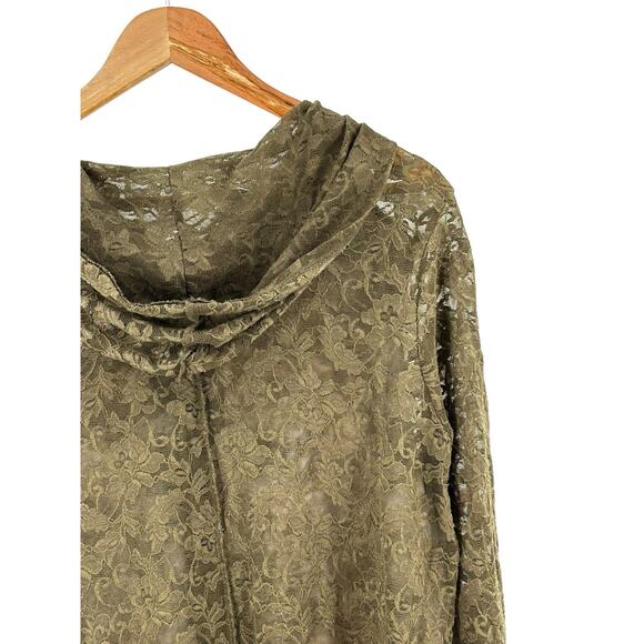 Britany Black Green Lace Full Zip Long Sleeve Jacket Size Large - Picture 8 of 11